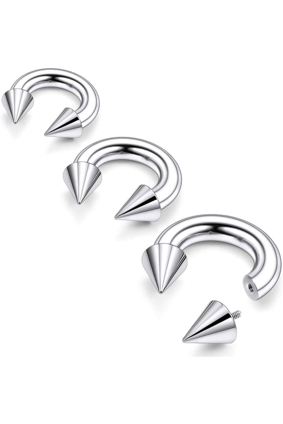 20G 18G 16G 14G 12G 8G 6G 4G 2G Horseshoe Nose Ring Titanium Septum Rings Internally Threaded Gauges Cartilage Conch Helix Rook Tragus Earring Hoop Eyebrow For Women Men 3 count
