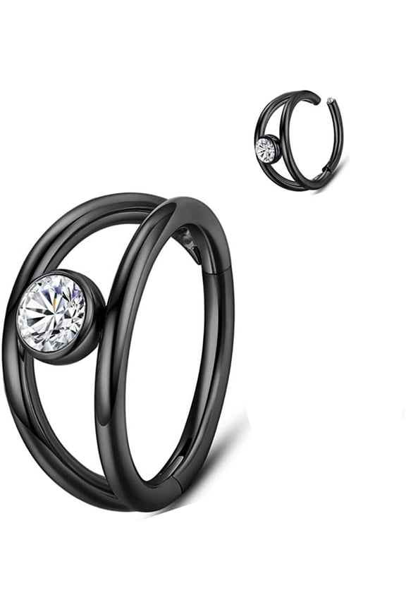 20G 18G 16G 14G Stainless-Steel Nose-Ring-Hoop Septum Clicker :Triple/ Double Seamless-Hinged-Piercing Conch Daith Spiral Hoop Cartilage Earring Diameter 6mm 8mm 10mm 12mm Piercing Jewelry