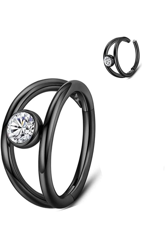 20G 18G 16G 14G Stainless-Steel Nose-Ring-Hoop Septum Clicker :Triple/ Double Seamless-Hinged-Piercing Conch Daith Spiral Hoop Cartilage Earring Diameter 6mm 8mm 10mm 12mm Piercing Jewelry