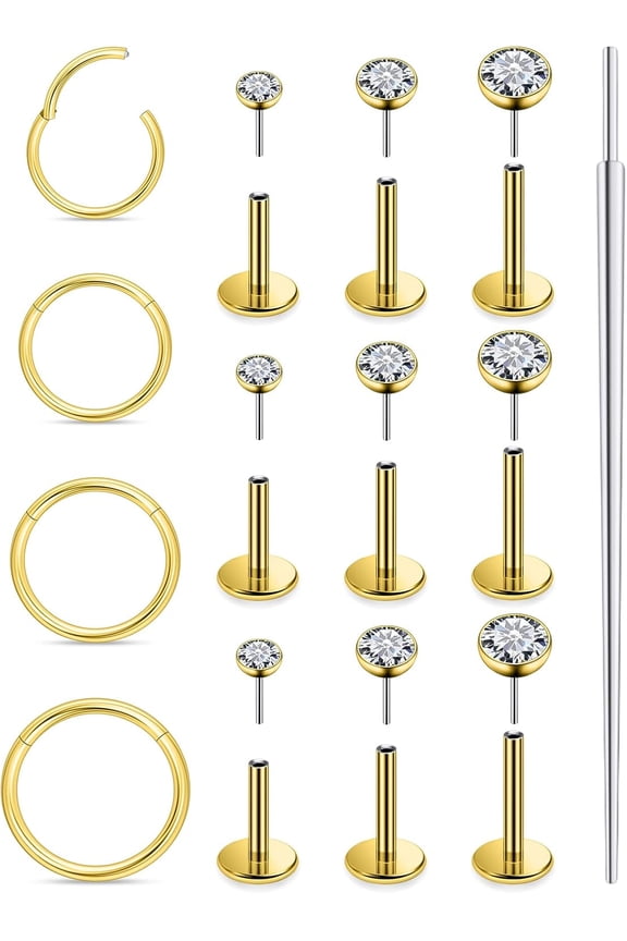 20G 18G 16G Threadless Flat Back Earrings Nose Studs 316L Surgical Steel Tragus Forward Helix Conch Cartilage Lobe Earrings Stud Medusa Labret Lip Ring Piercing Jewelry Hoops For Women Men[k798]