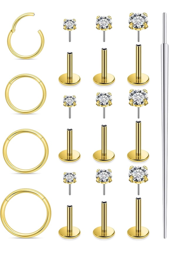 20G 18G 16G Threadless Flat Back Earrings Nose Studs 316L Surgical Steel Tragus Forward Helix Conch Cartilage Lobe Earrings Stud Medusa Labret Lip Ring Piercing Jewelry Hoops For Women Men[z946]