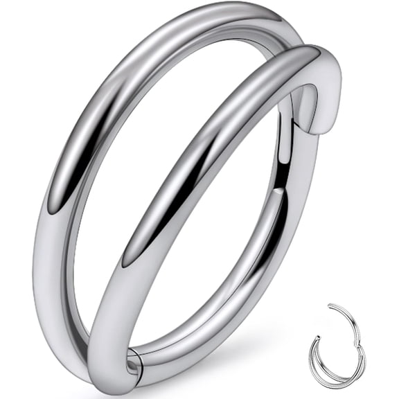 20G 18G 16G Titanium Nose Rings Hoops G23 Hinged Septum Nose Rings Clicker Helix Daith Rook Cartilage Tragus Earrings Segment Ring Lip Ring Piercing Jewelry designed for Women Men 8mm 10mm[p346]