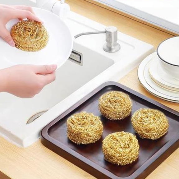 20G Brass Ion Antibacterial Cleaning Ball, Soft Copper Scrubber Ball, Non-Scratch Kitchen Pot Dish Cleaning Ball For Cookware