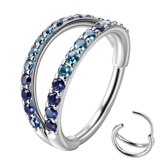20G CZ Hinged Nose Rings Hoop, 316L Surgical Stainless Steel Cartilage Earring, Septum Clicker Ring, Daith Helix Rook Tragus Conch Lip Lobe Piercing Jewelry