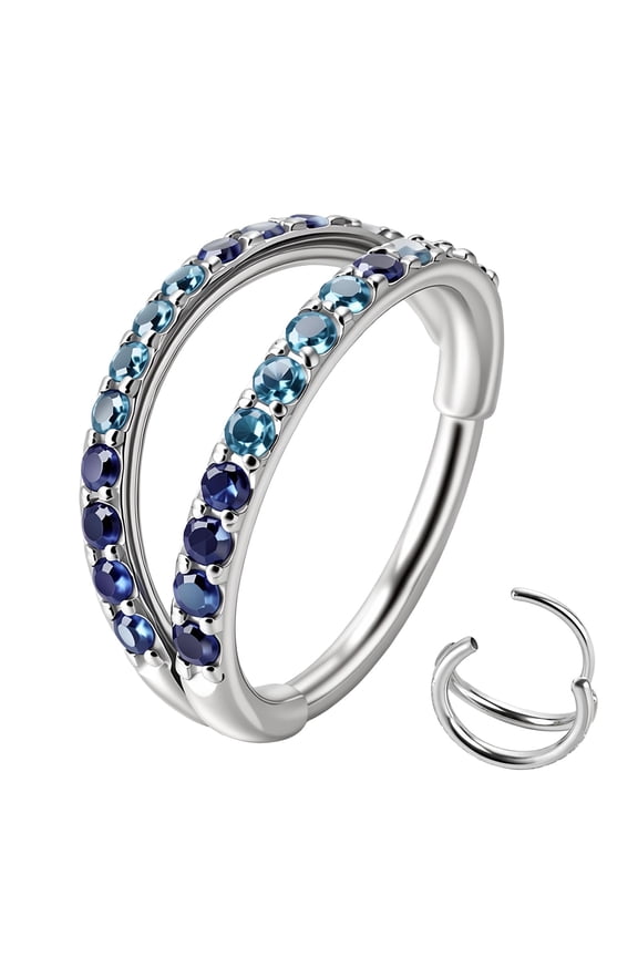 20G CZ Hinged Nose Rings Hoop, 316L Surgical Stainless Steel Cartilage Earring, Septum Clicker Ring, Daith Helix Rook Tragus Conch Lip Lobe Piercing Jewelry