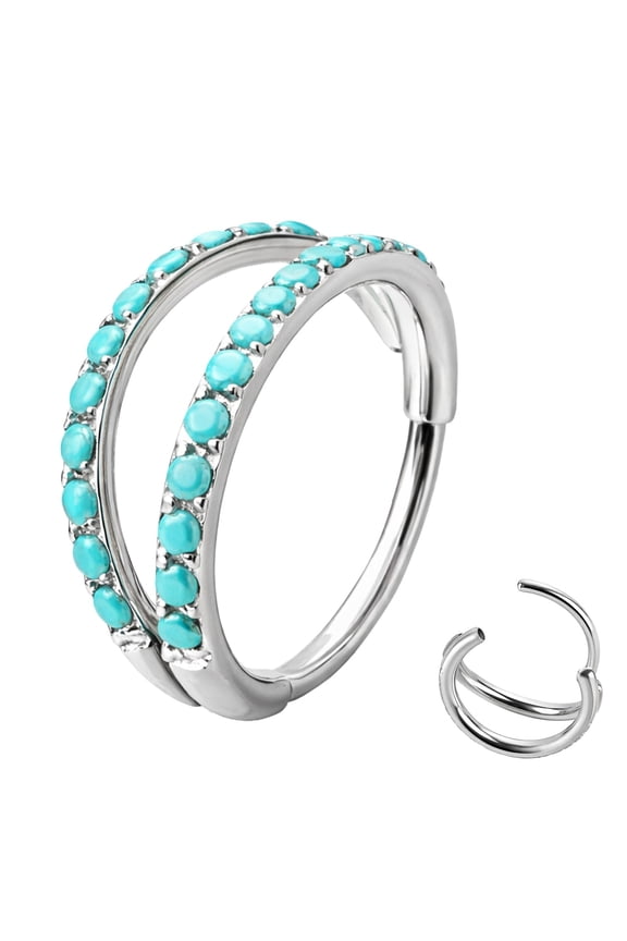 20G CZ Hinged Nose Rings Hoop, 316L Surgical Stainless Steel Cartilage Earring, Septum Clicker Ring, Daith Helix Rook Tragus Conch Lip Lobe Piercing Jewelry