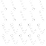 20G Clear Nose Studs Acrylic L Shape Nose Rings Bioflex Bone Pin Straight Nose Studs Flexible Nose Piercing Retainer Flat Top for Men Women
