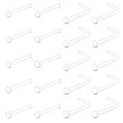 20G Clear Nose Studs Acrylic L Shape Nose Rings Bioflex Bone Pin Straight Nose Studs Flexible Nose Piercing Retainer Flat Top for Men Women
