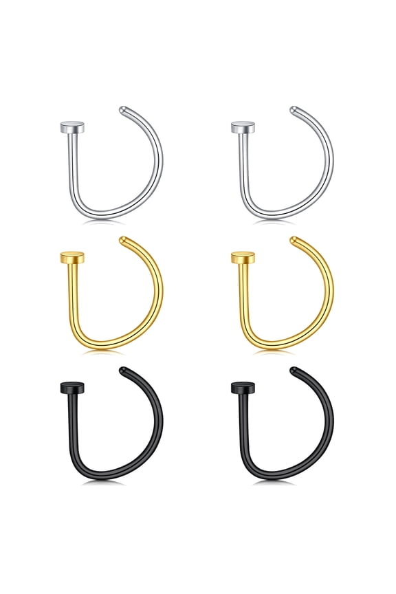 20G D Shaped Nose Ring Hoop for Single Piercing Nose Rings Screw Nose Studs Cartilage Tragus Earring Hoop Piercing Body Jewelry