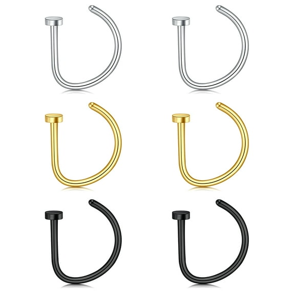 20G D Shaped Nose Ring Hoop for Single Piercing Nose Rings Screw Nose Studs Cartilage Tragus Earring Hoop Piercing Body Jewelry