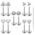 thumbnail image 1 of 20G Flat Back Earrings Stud 316L Surgical Steel Nose Stud Rings Threadless Tragus Labret Cartilage Medusa Conch Body Piercing Jewelry Hypoallergenic for Women Men 5Pairs Silver, 1 of 10