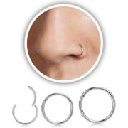 AMASIS 20G Hinged Clicker Nose Rings Set, 316L Stainless Steel Seamless Hoop Jewelry for Nose, Cartilage and Tragus Piercing