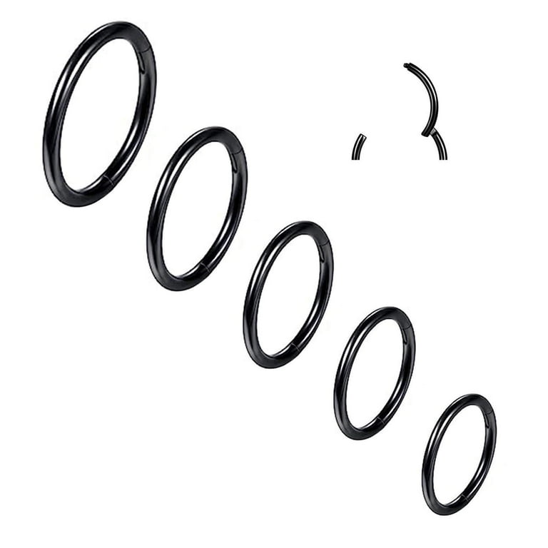 Elecost Hinged Nose Rings Hoop, Surgical Steel, Black, 20G, 5pcs