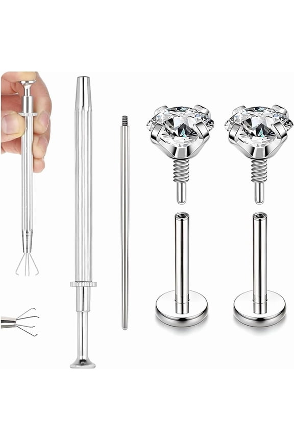 20G Internal Thread Cartilage Earrings Studs Surgical Steel Nose Rings Flat Back Stud Piercing Jewelry for Tragus/Helix/Conch/Medusa/Lip/Labret[m3447]