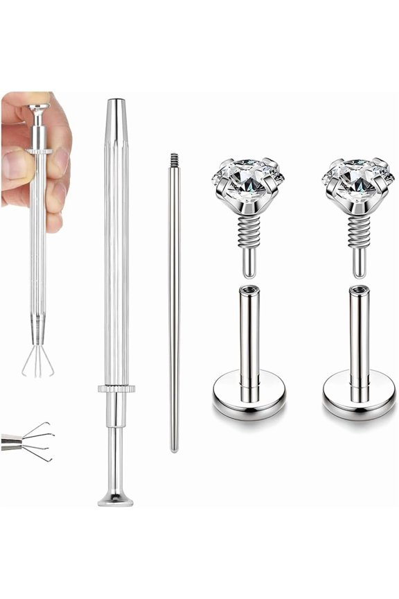 20G Internal Thread Cartilage Earrings Studs Surgical Steel Nose Rings Flat Back Stud Piercing Jewelry for Tragus/Helix/Conch/Medusa/Lip/Labret[z6224]