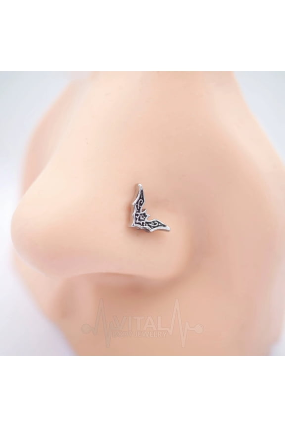 20G L Shape Bat Nose Stud, 1/4 (6mm) Long, 316L Surgical Steel - Vital Body Jewelry