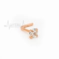 thumbnail image 1 of 20G L Shaped Nose Stud with Colorful Gems, 3mm Cubic Zirconia Clear Gem, Surgical Steel, 1 of 2