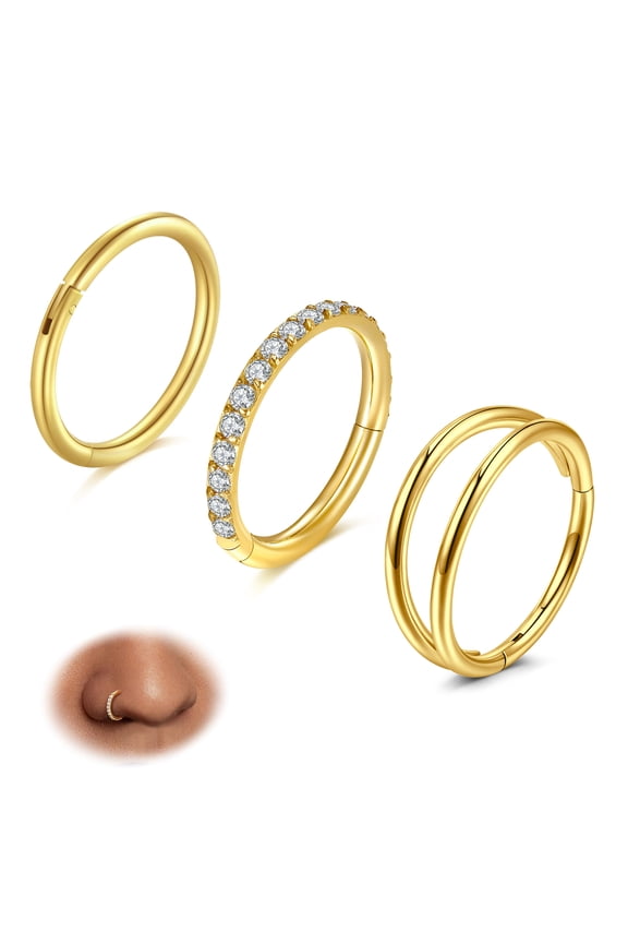 20G Nose Rings Hoop for Women Opal CZ Clicker Hinged Septum Nose Ring