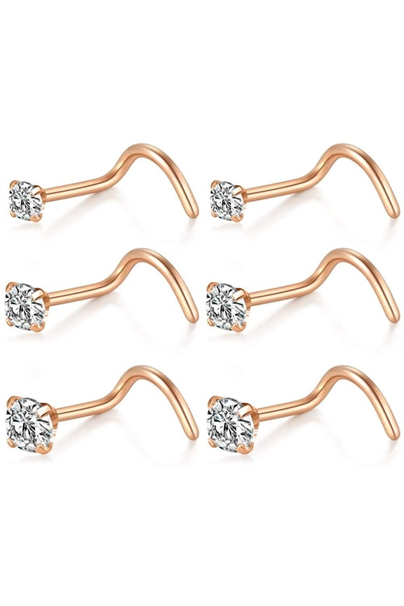 20G Nose Screw Studs 1.5/2/2.5mm Round White CZ Nose Ring LAURITAMI Nostril Nose Piercing Jewelry