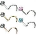 thumbnail image 1 of 20G Nose Screw Studs Surgical Steel Nose Rings Piercing 2mm 3mm CZ Nose Screw Rings Nose Piercing Jewelry, 1 of 5