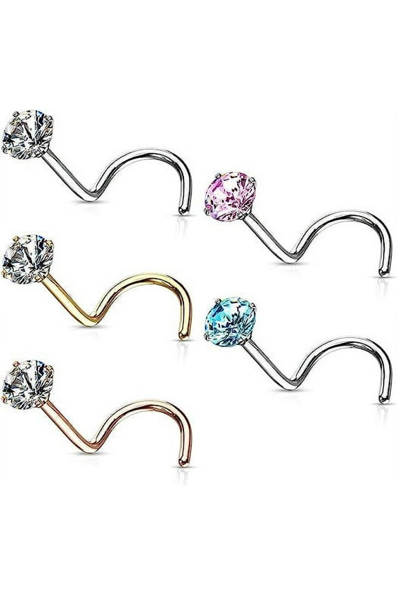 20G Nose Screw Studs Surgical Steel Nose Rings Piercing 2mm 3mm CZ Nose Screw Rings Nose Piercing Jewelry