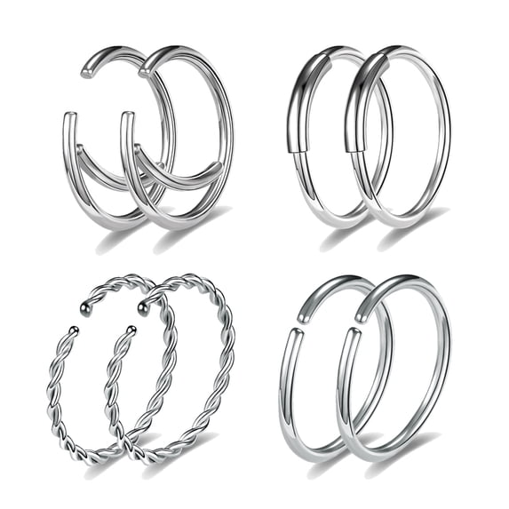 20G Silver Flower Crysal Nose Ring Piercing Ball Star Heart Nostril Cartilage Helix Piercing Set