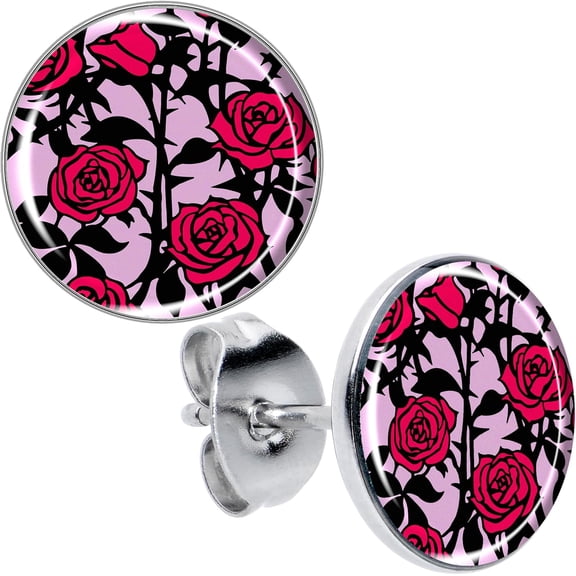 20G Stainless Steel Blossom Creation Love of Roses Pierced Stud Earrings Set for Women Men[r324]