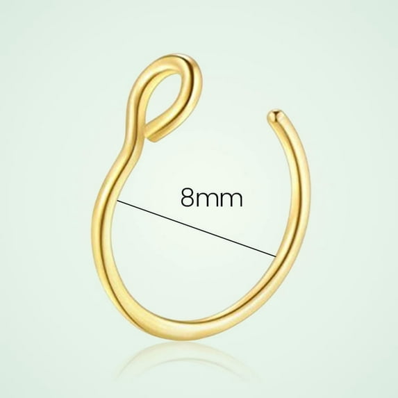 20G Stainless Steel Fake Nose Rings, Non Piercing Clip-on Fake Faux Septum Hypoallergenic Fake Cartilage Earring, Gold/Sliver Lip Rings Nose Hoop Rings Jewelry For Women