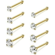 PEYSAITR 20G Stainless Steel,Nose Rings Studs L-Shape Piercing Body Jewelry 1.5mm 2mm 2.5mm 3mm,8PC,3 colors