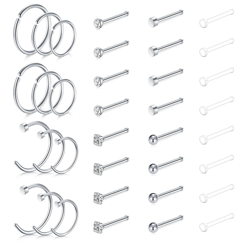 20G Surgical Steel Nose Rings Hoop Studs Cartilage Earrings Body