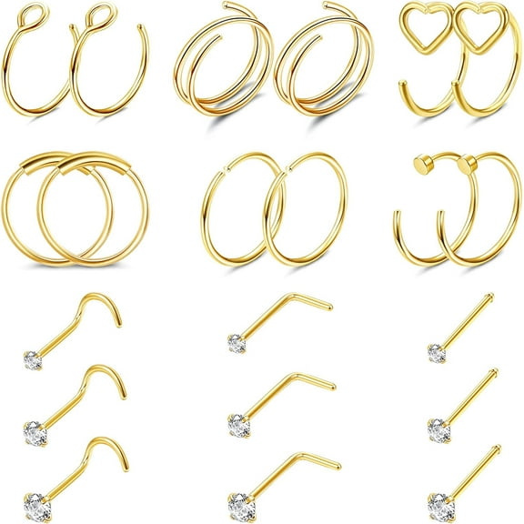 20G Surgical Steel Nose Studs Hypoallergenic Nostril Nose Piercings Jewelry for Women Men