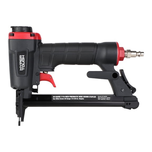 Hyper Tough Narrow Crown Pneumatic Staple Gun, 20-Gauge, 1/4" to 5/8" for Wood, Trim & Upholstery