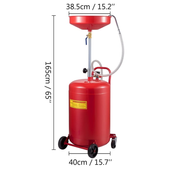 20Gal Portable Waste Oil Drain Tank, Air Operated Oil Drainer with Wheels, Adjustable Funnel for Fluid/Fuel Transfer, Easy Oil Change & Drainage Container