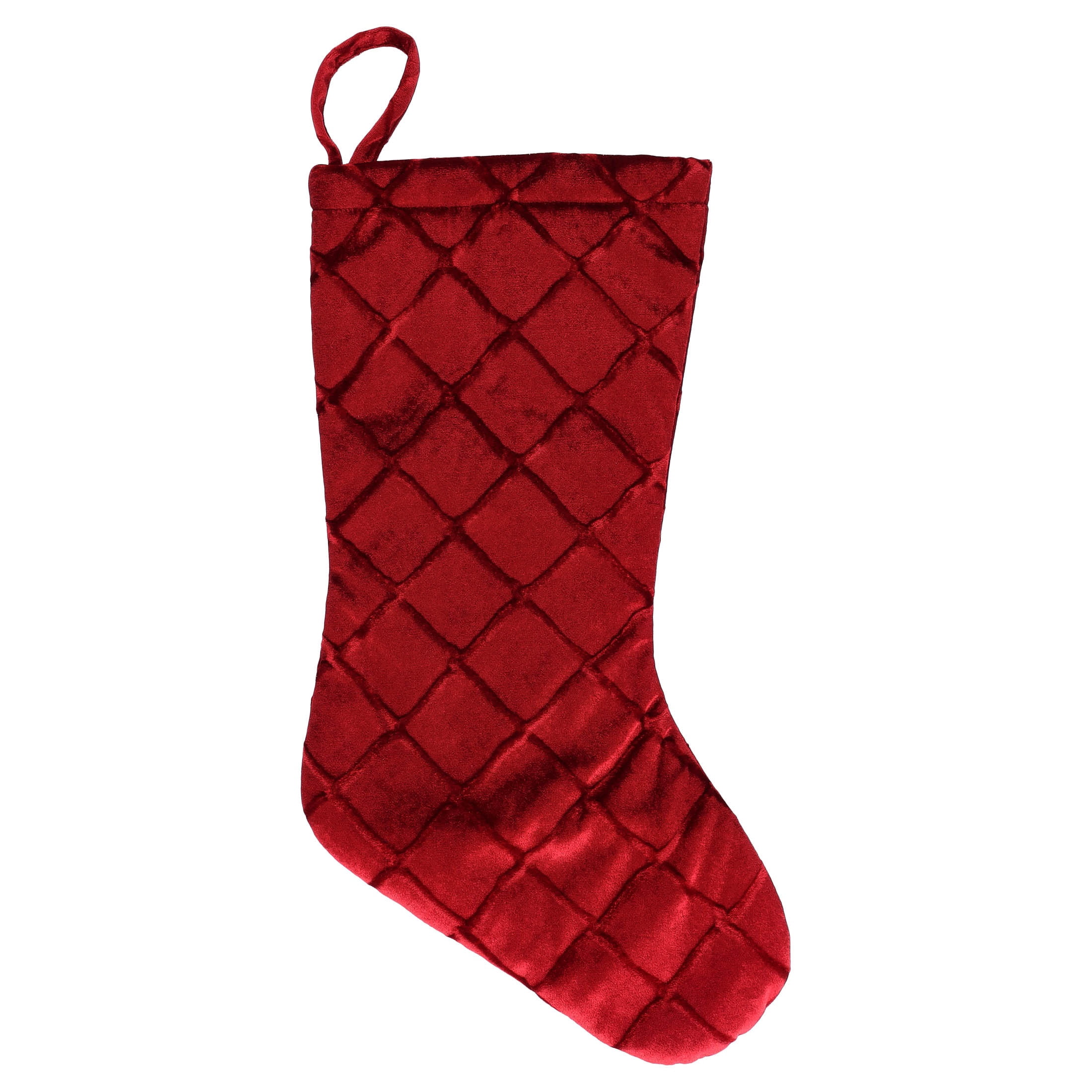 Embossed Diamond Pattern Christmas Stocking, Red, 17", by Holiday Time