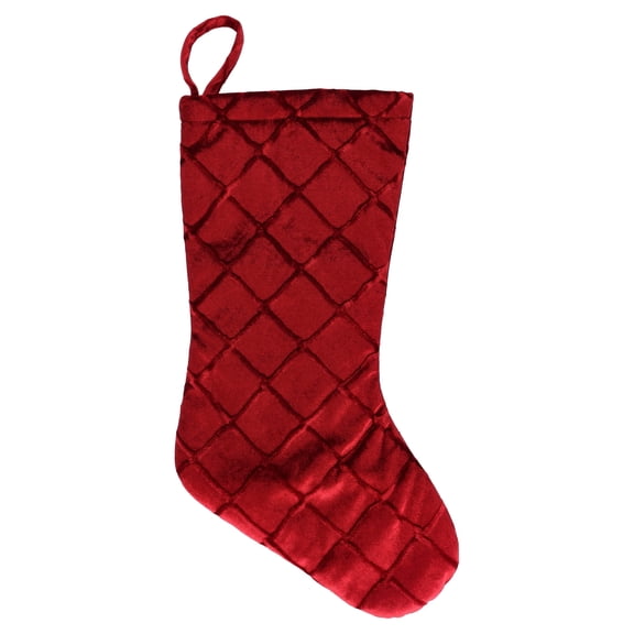 Embossed Diamond Pattern Christmas Stocking, Red, 17", by Holiday Time