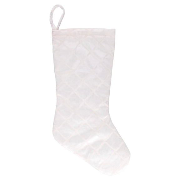 Embossed Diamond Pattern Christmas Stocking, White, 18", by Holiday Time