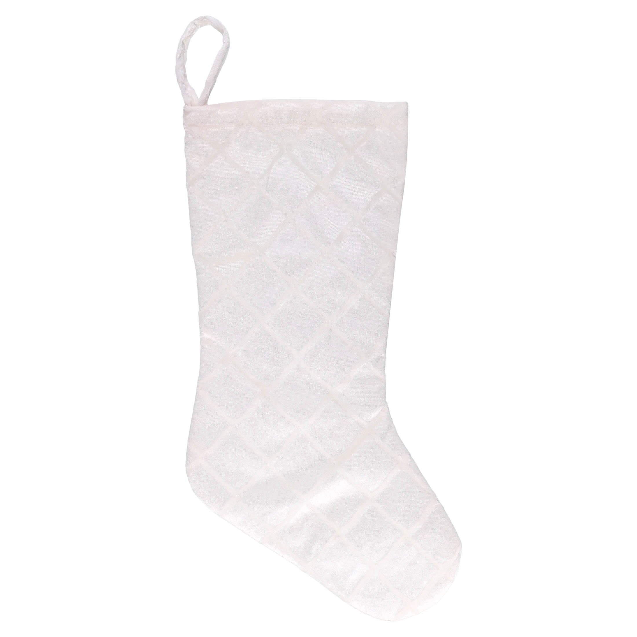 Embossed Diamond Pattern Christmas Stocking, White, 18", by Holiday Time