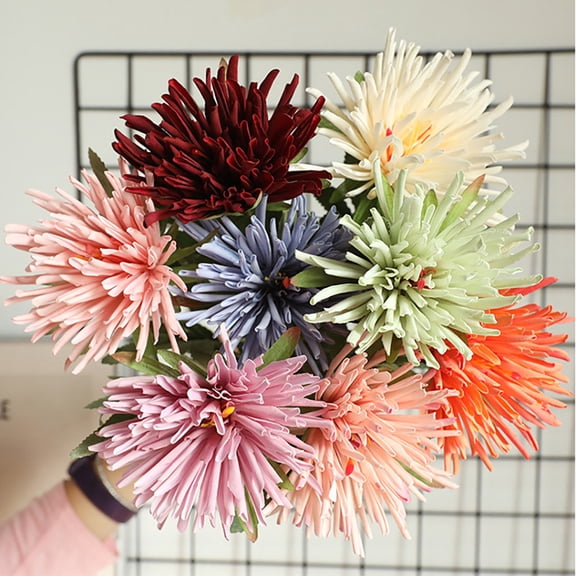 20In Artificial Flowers for Decortation, Hand Feel Crab Claw Chrysanthemum, Milk White Artificial Flower, Handheld Plant Wall Fake Bloom for Home Interior Decoration