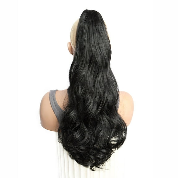 20Inch Synthetic Long Curly Ponytail Heat-resistant Claw Clip in Hair Extension Black Brown Hairpiece for Women