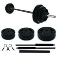 thumbnail image 1 of 20KG/44LB Barbell Weight Set with PU Coated Plates, 2 Bars & Shoulder Pad for Home Gym Strength Training, 1 of 9