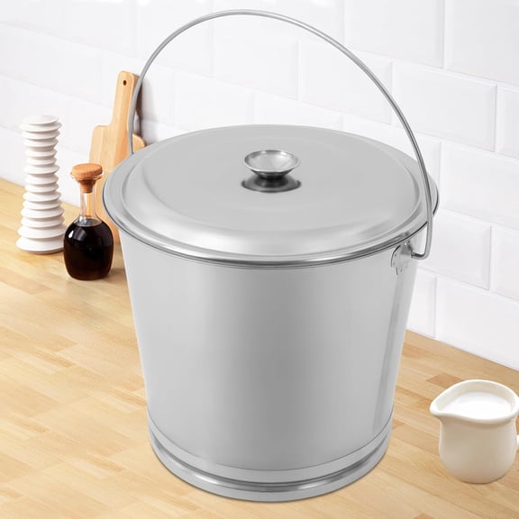 20L/5.28 Gallon Kitchen Compost Bucket Bin Metal Milk Pail with Lid, Stainless Steel Buckets Trash Can, Scrap Bucket Waste Slop Food Storage Container Garbage Pail for Home Kitchen