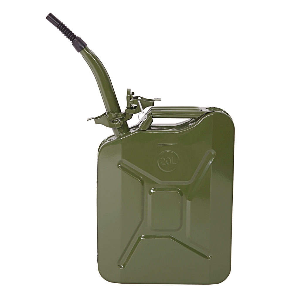 20L 5 Gallon Metal Gas Can Fuel Tank Can Petrol Diesel Storage Can Portable with Spout System for Automobile Motor Vehicle Off Road Emergency Supply