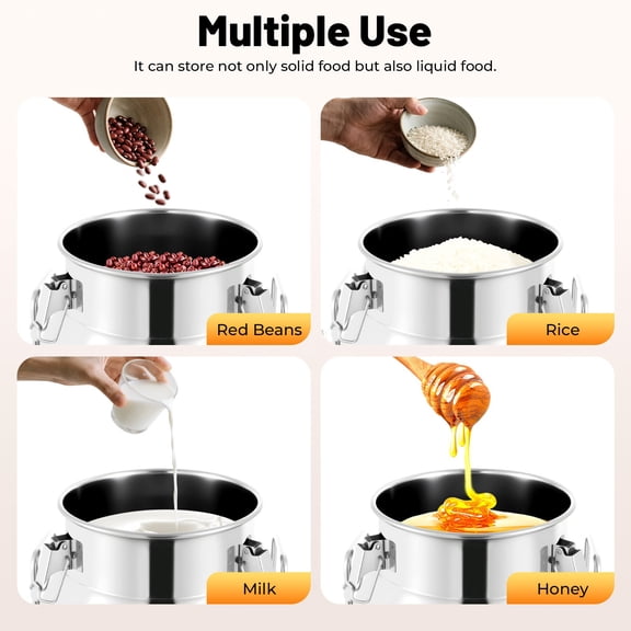 20L 5Gallon Stainless Steel Milk Can Wine Pail Bucket Tote Jug Rice Storage Seal for Storing Liquid Products