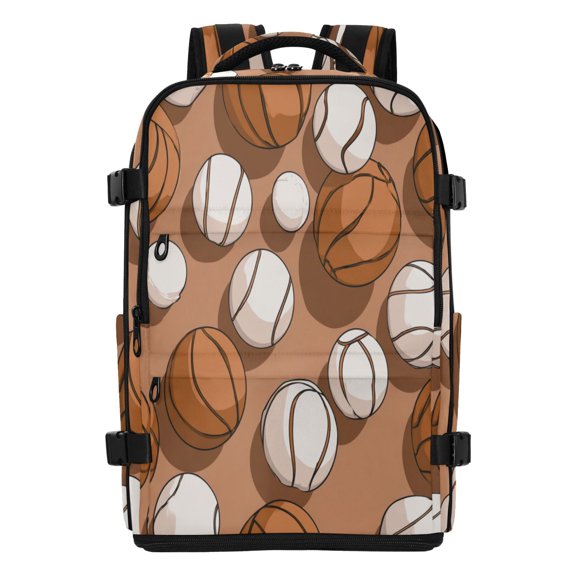 20L Athletic Ball Collage Print Travel Backpack Water Resistant Twill Polyester Laptop Backpack with Separate Shoe Compartment for Business Commute Trip Outdoor