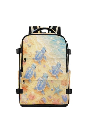 20L Baby Sea Turtle Beach Art Travel Backpack Water Resistant Twill Polyester Laptop Backpack with Separate Shoe Compartment for Business Commute Trip Outdoor