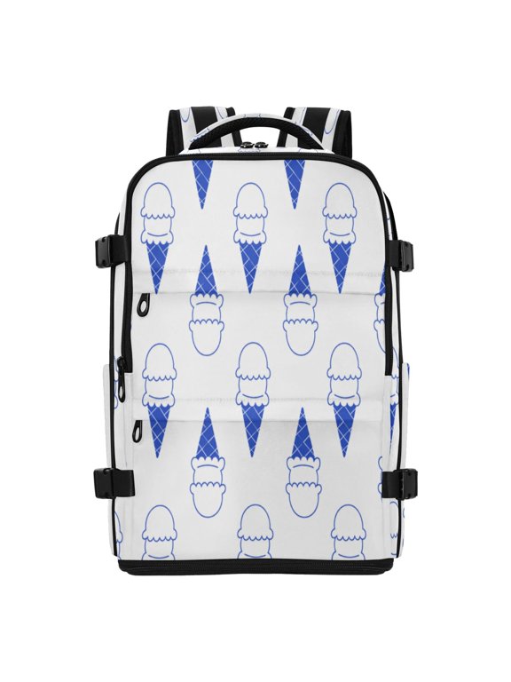 20L Blue Ice Cream Cone Pattern Travel Backpack Water Resistant Twill Polyester Laptop Backpack with Separate Shoe Compartment for Business Commute Trip Outdoor