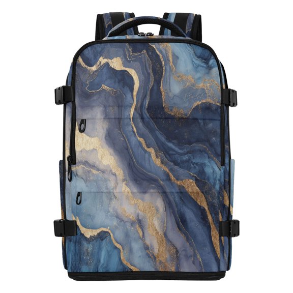 20L Blue-purple Marbling Travel Backpack Water Resistant Twill Polyester Laptop Backpack with Separate Shoe Compartment for Business Commute Trip Outdoor