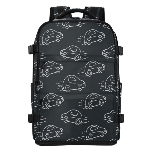 20L Car Motion Seamless Pattern Travel Backpack Water Resistant Twill Polyester Laptop Backpack with Separate Shoe Compartment for Business Commute Trip Outdoor