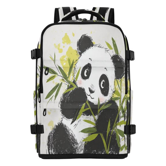 20L Cheerful Bamboo Panda Travel Backpack Water Resistant Twill Polyester Laptop Backpack with Separate Shoe Compartment for Business Commute Trip Outdoor