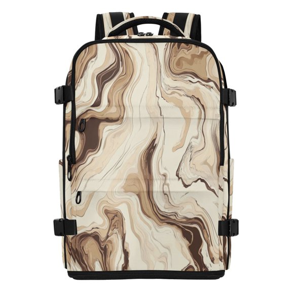 20L Cream Brown Marble Background Travel Backpack Water Resistant Twill Polyester Laptop Backpack with Separate Shoe Compartment for Business Commute Trip Outdoor